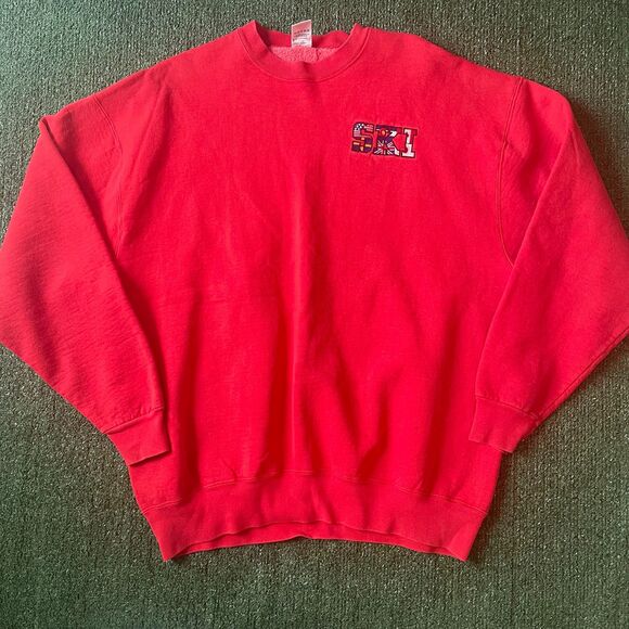 Vintage Red “Ski” Embroidered Crewneck Sweatshirt - XL - Picture 1 of 10